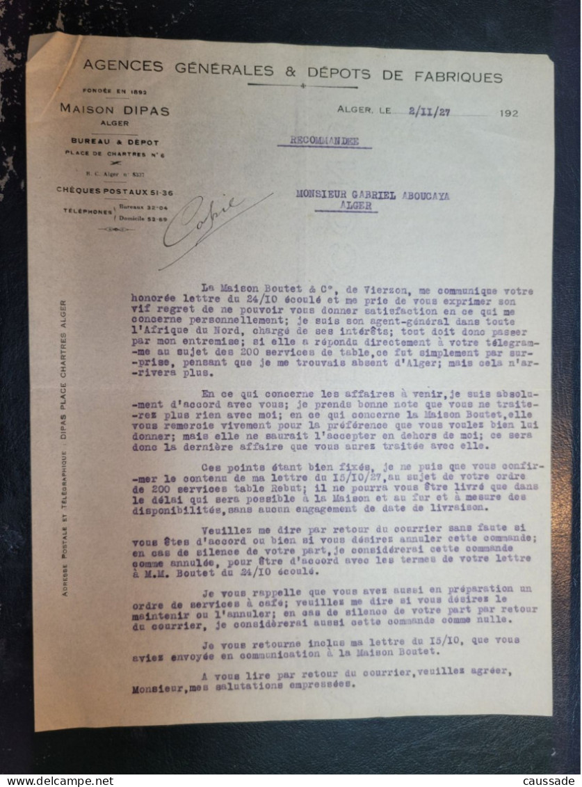 ALGER - Maison DIPAS - 6 Place De Chartres - Agences Générales & Dépots De Fabriques - Algiers