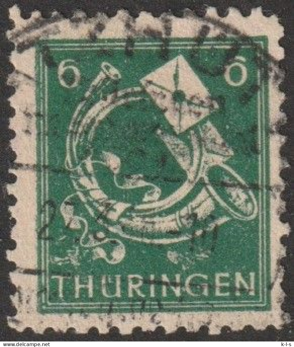 SBZ- Thüringen 1945, Mi. Nr. 95 AX Dt, Freimarke: 6 Pfg. Posthorn Und Brief.  Gestpl./used - Gebraucht