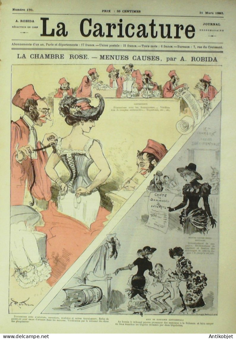 La Caricature 1883 N°170 Chambre Rose Causes Robida Emile Zola Robida Loys Trock - Riviste - Ante 1900