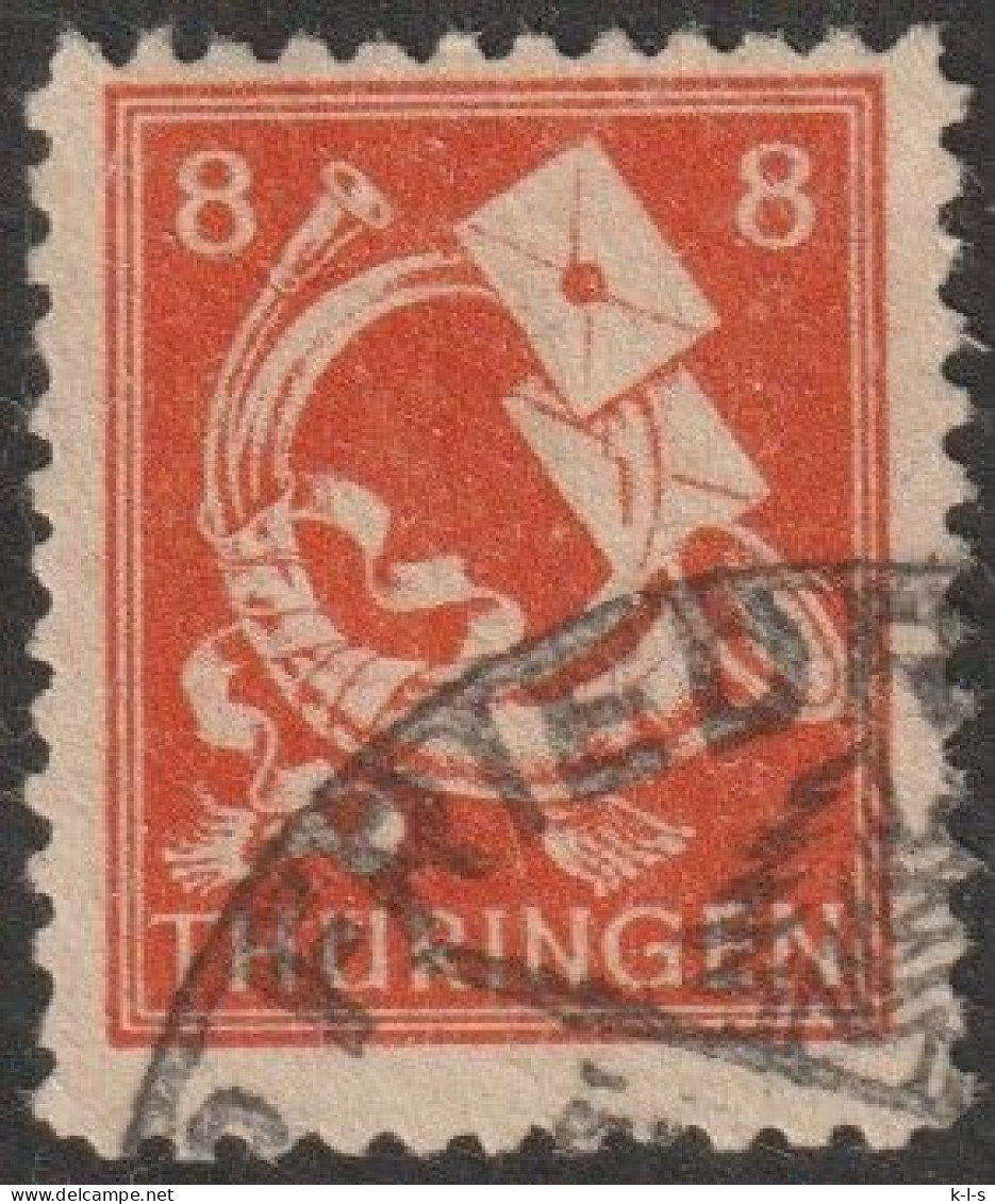 SBZ- Thüringen 1945, Mi. Nr. 96 AY Y, Freimarke: 8 Pfg. Posthorn Und Brief.  Gestpl./used - Gebraucht