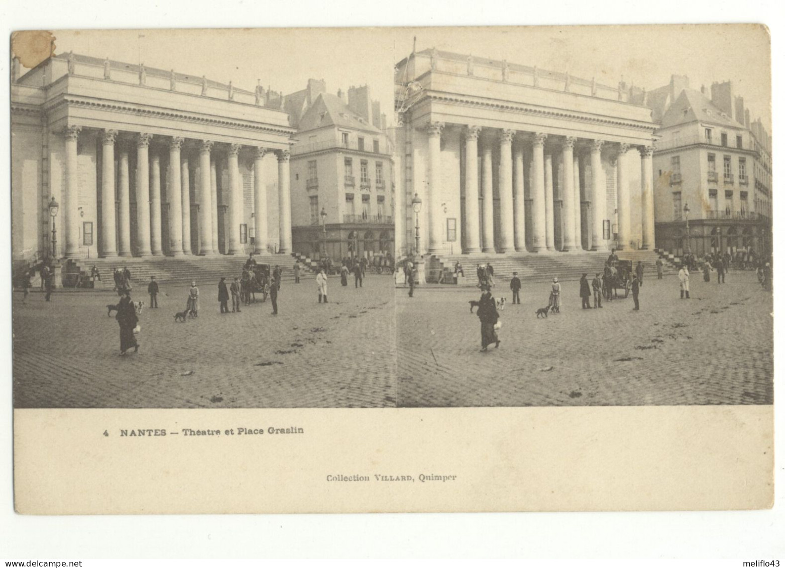 44/ CPA A 1900 Stéréoscopique - Nantes - Théatre Et Place Graslin - Nantes