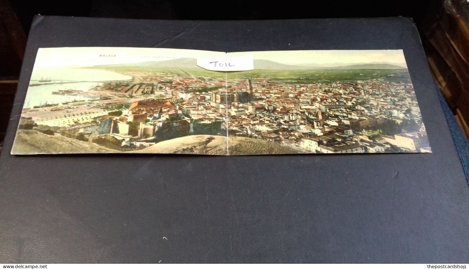 SPAIN MALAGA Vista Panoramica  2 Cards Joined Together Used 1930 - Malaga