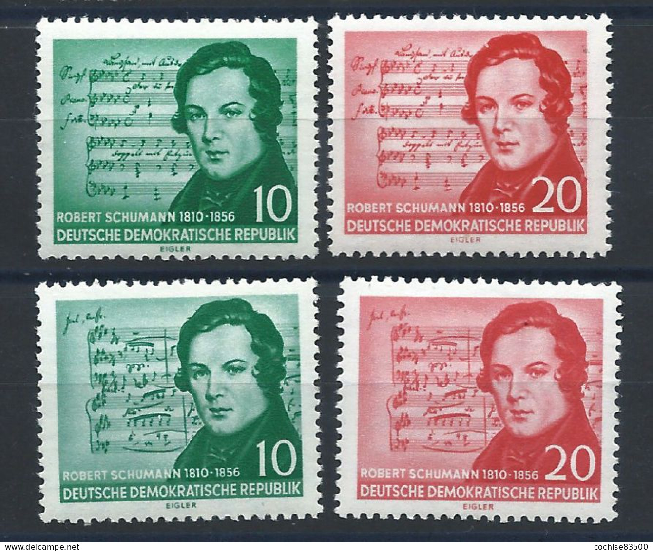Allemagne RDA N°251/52+264/65** (MNH) 1956 - Compositeur "R. Schumann" - Unused Stamps