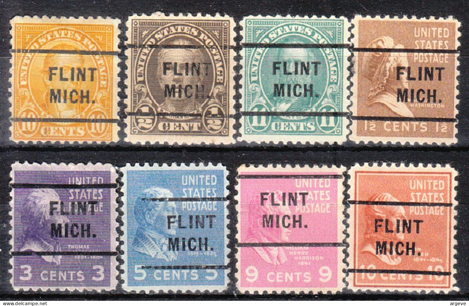 USA Precancel Vorausentwertungen Preo Locals Michigan, Flint  255, 8 Diff. Perf. 11x10 1/2 - Preobliterati