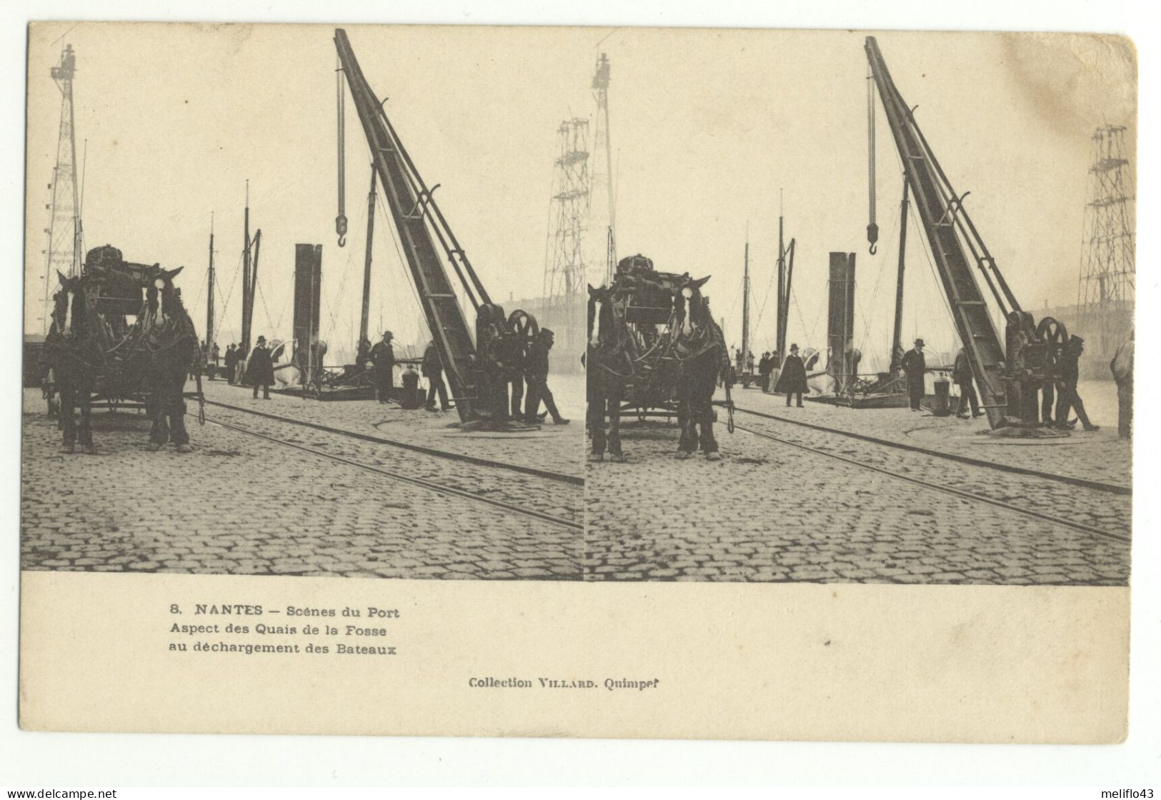 44/ CPA A 1900 Stéréoscopique - Nantes - Scénes De Port - Déchargement Des Bateaux - Nantes