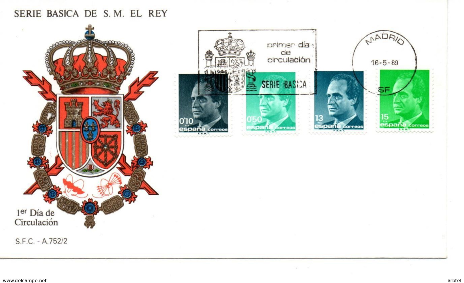 ESPAÑA SPAIN SPD FDC 1989  BASICA DE JUAN CARLOS I - Brieven En Documenten