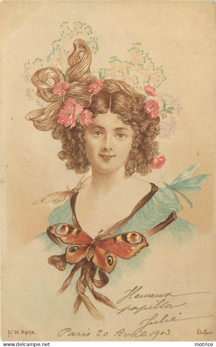 BOTTARO (illustrateur) - Femme Aux Papillons. - Bottaro