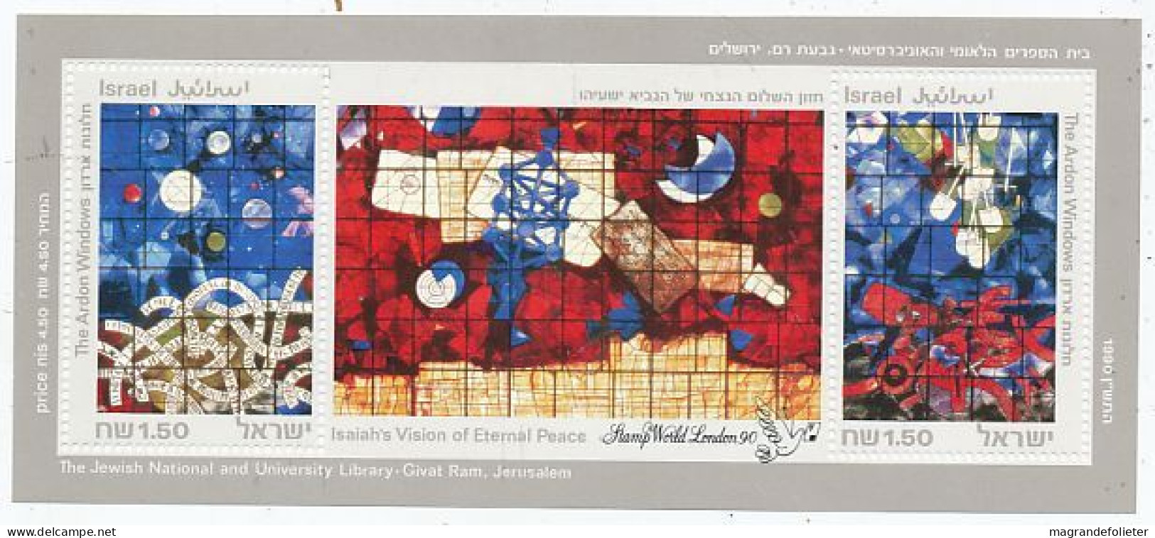 TIMBRE STAMP ZEGEL ISRAEL BF 42 EXPO LONDON 90  1102-1103  XX - Neufs (avec Tabs)