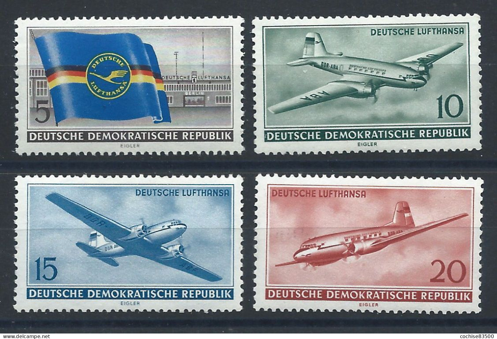 Allemagne RDA N°242/45** (MNH) 1956 - Compagnie Aérienne "Deutsche Lufthansa" RDA - Unused Stamps