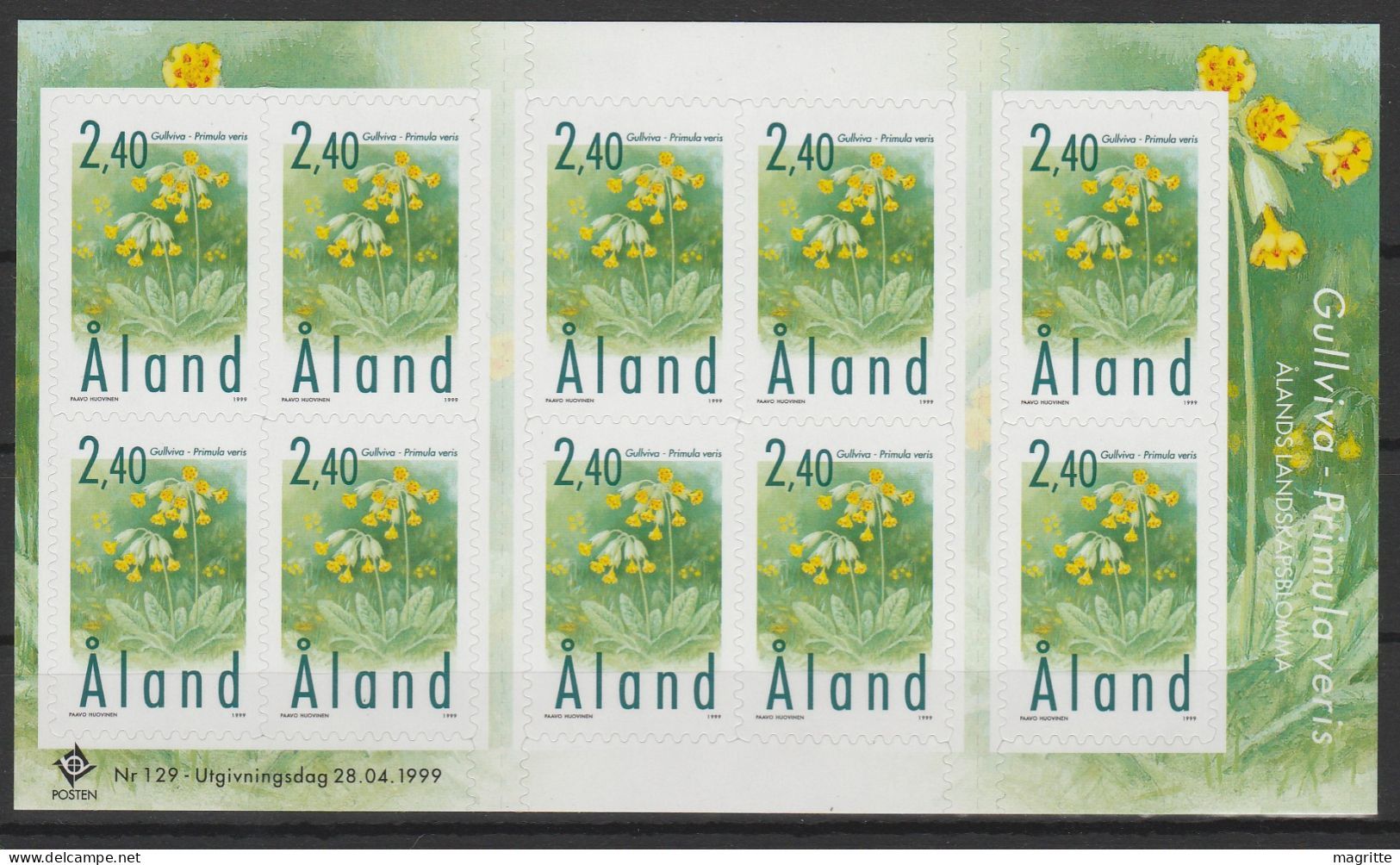 Aland Finlande 1999 2 Carnets Emission Commune Primevère Primrose Primavera 2 Booklet Aland Finland Joint Issue - Emissions Communes