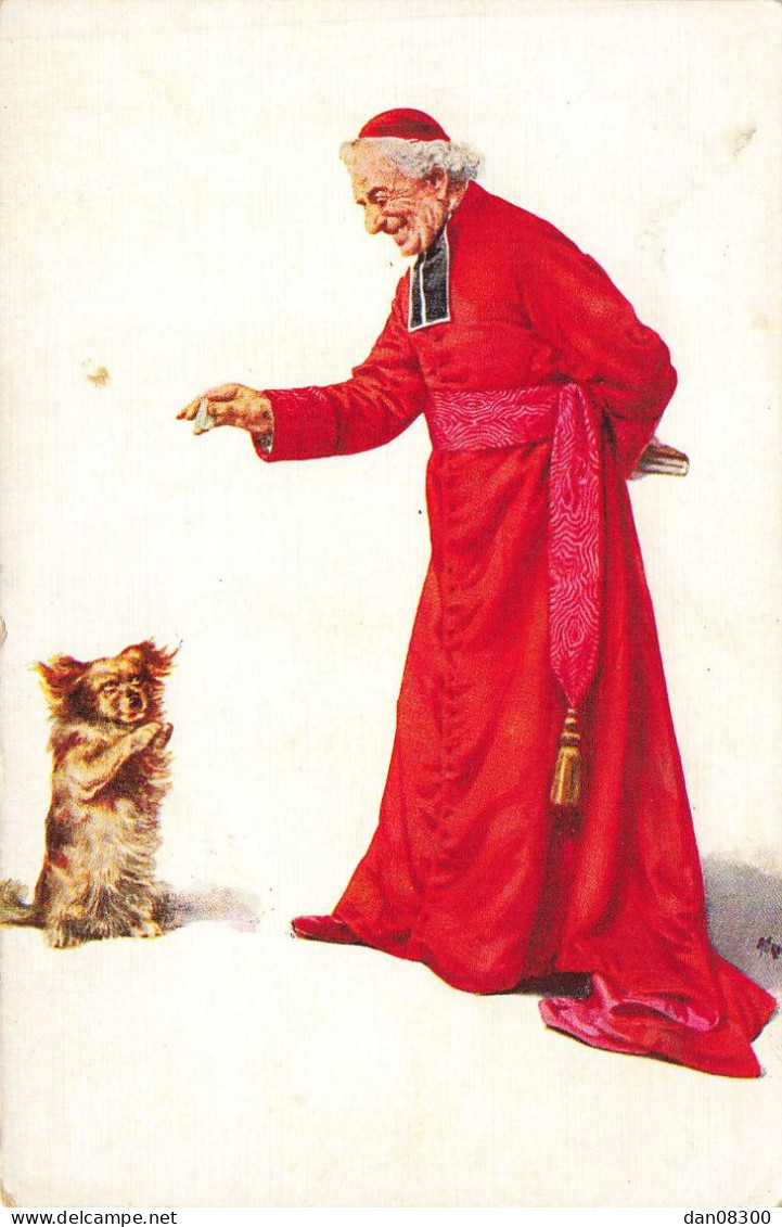 ALFRED WEBER FAIS LE BEAU CARDINAL QUI DONNE UN SUCRE AU CHIEN - Malerei & Gemälde