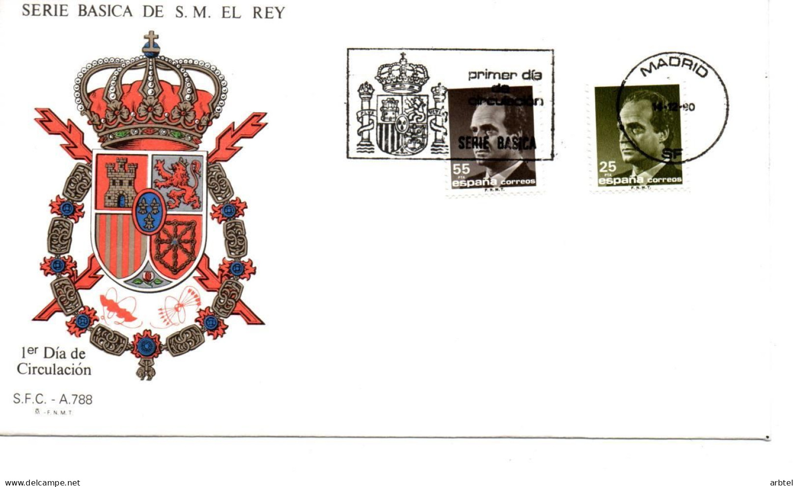 ESPAÑA SPAIN SPD FDC 1990 BASICA DE JUAN CARLOS I - Lettres & Documents