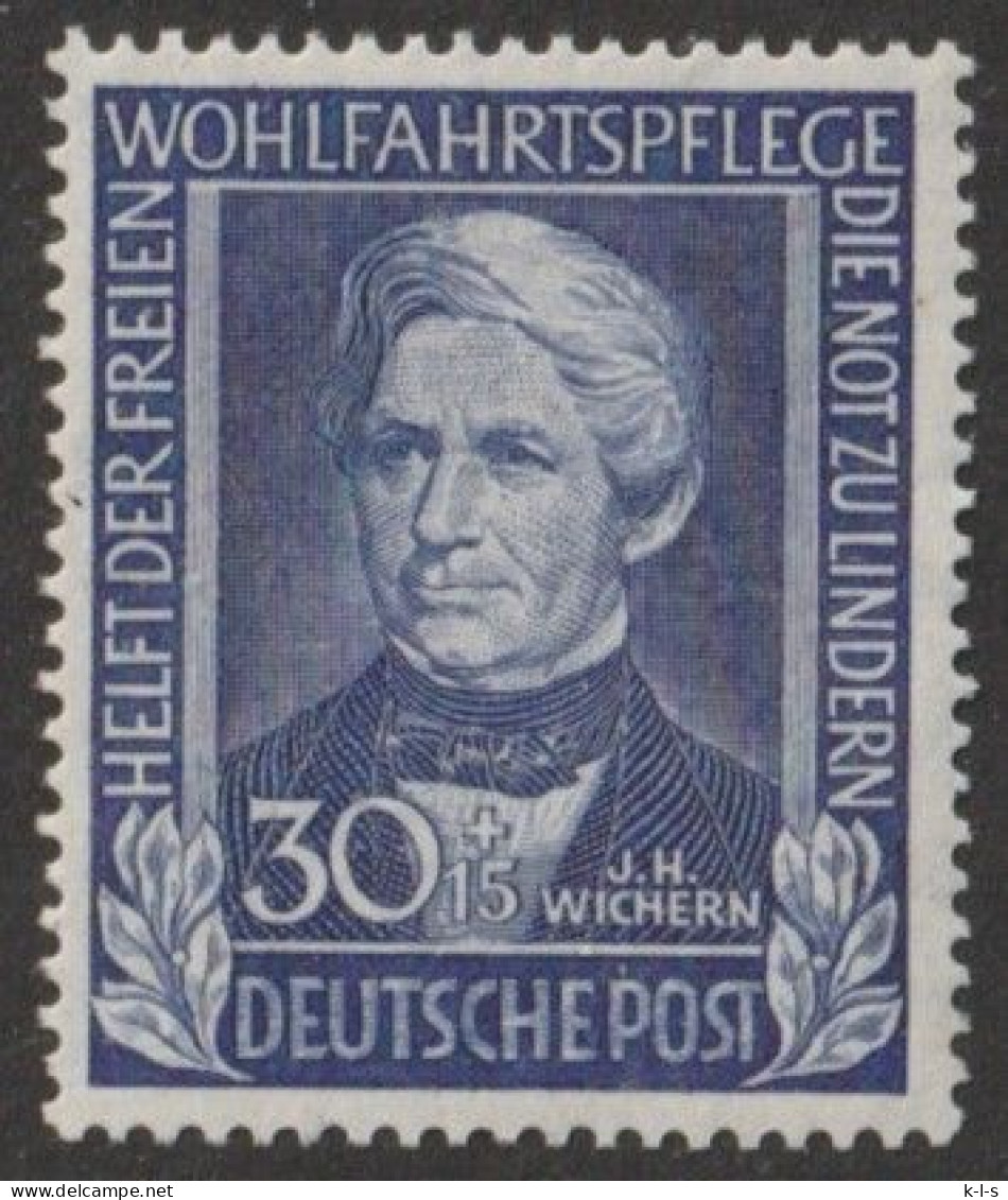 BRD: 1949, Mi. Nr. 120,  Helfer Der Menschheit (I), 30+15 Pfg. Johann Hinrich Wichern.   **/MNH - Unused Stamps