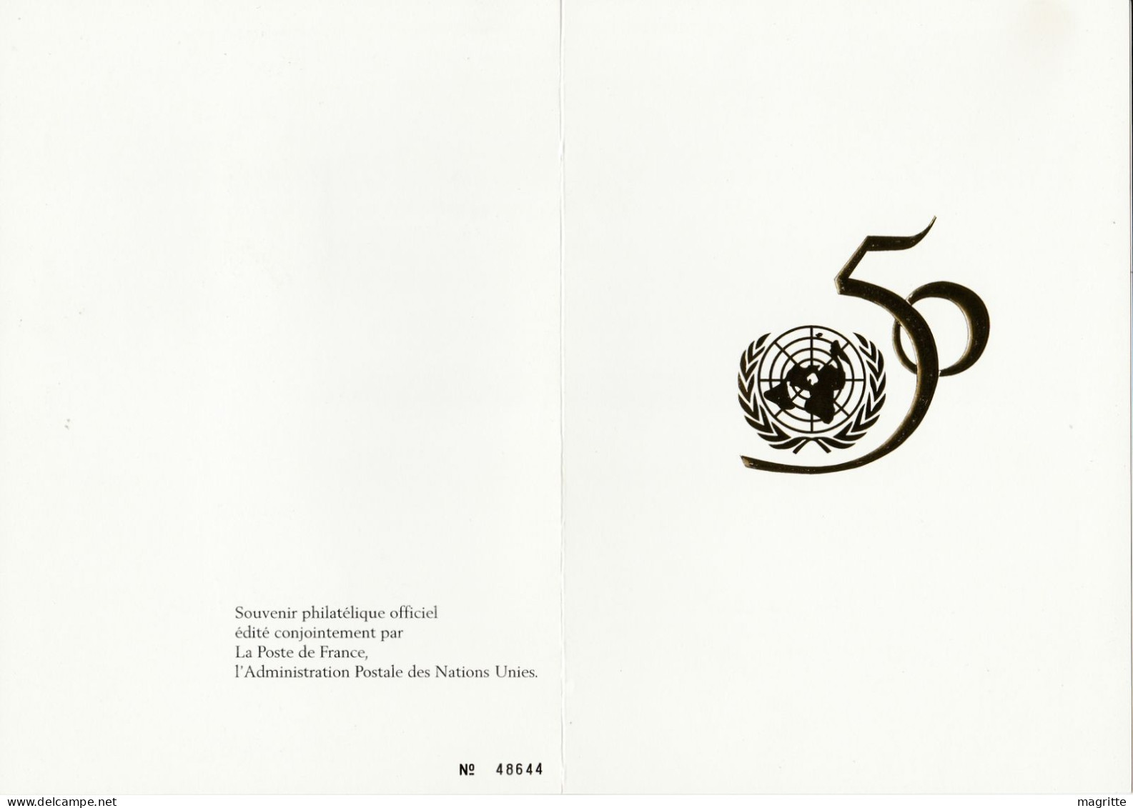 France Nations Unies 1995 Cinquantenaire ONU Doc Mixte Emission Commune 50 Years United Nations Joint Issue - Emissions Communes