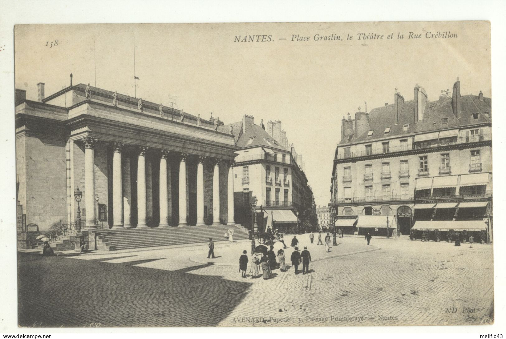 44/ CPA A - Nantes - Place Graslin, Théatre Et Rue Crébillon - Nantes