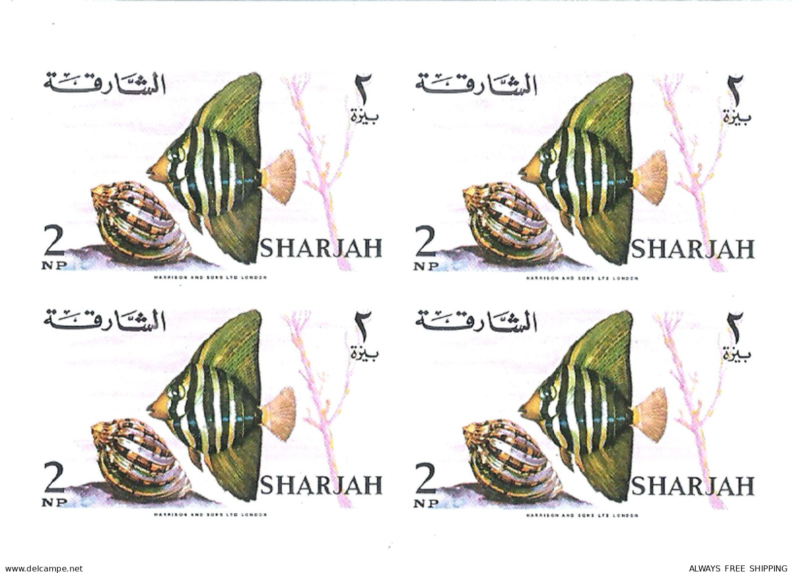 1966 UAE United Arab Emirates Fish Coral Seashell Marine Life - Complete Set 17 Imperforated Blocs Proofs Essays MNH - Fishes