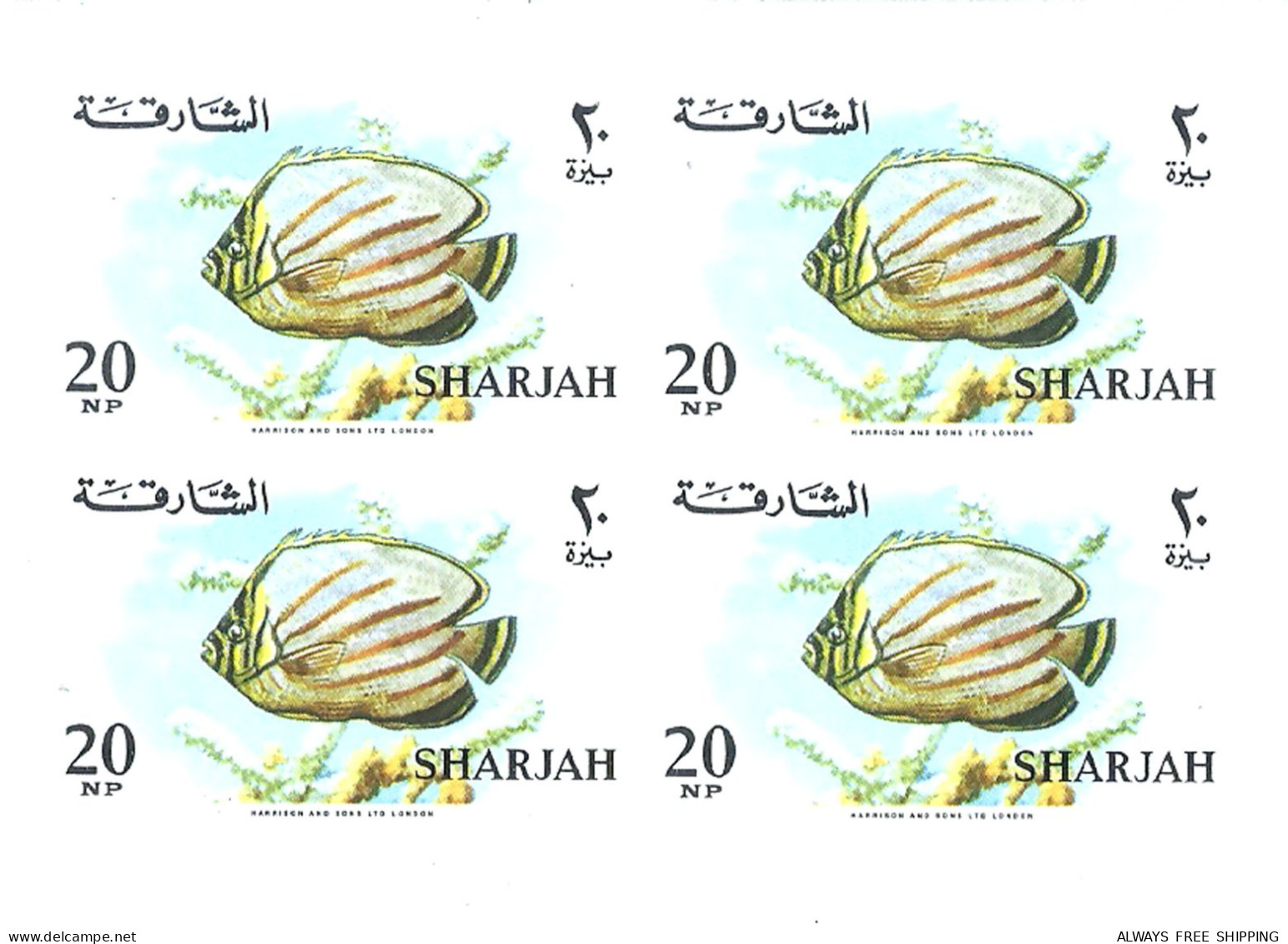 1966 UAE United Arab Emirates Fish Coral Seashell Marine Life - Complete Set 17 Imperforated Blocs Proofs Essays MNH