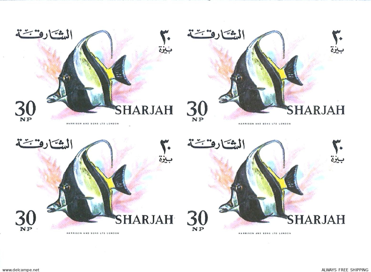 1966 UAE United Arab Emirates Fish Coral Seashell Marine Life - Complete Set 17 Imperforated Blocs Proofs Essays MNH