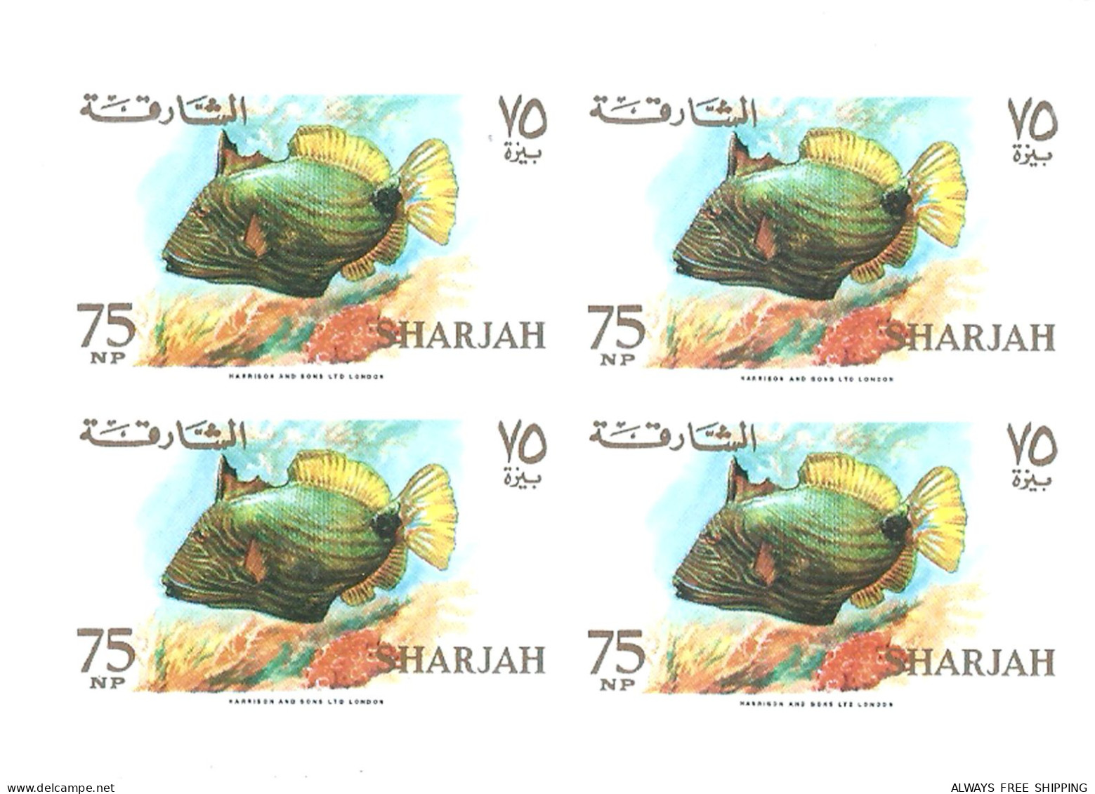 1966 UAE United Arab Emirates Fish Coral Seashell Marine Life - Complete Set 17 Imperforated Blocs Proofs Essays MNH