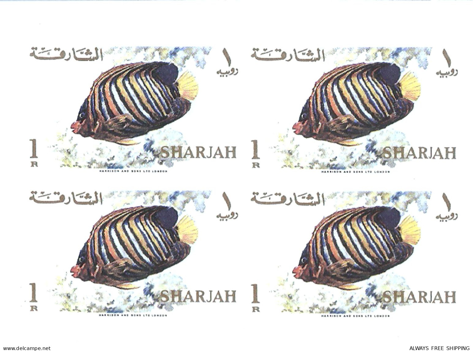 1966 UAE United Arab Emirates Fish Coral Seashell Marine Life - Complete Set 17 Imperforated Blocs Proofs Essays MNH