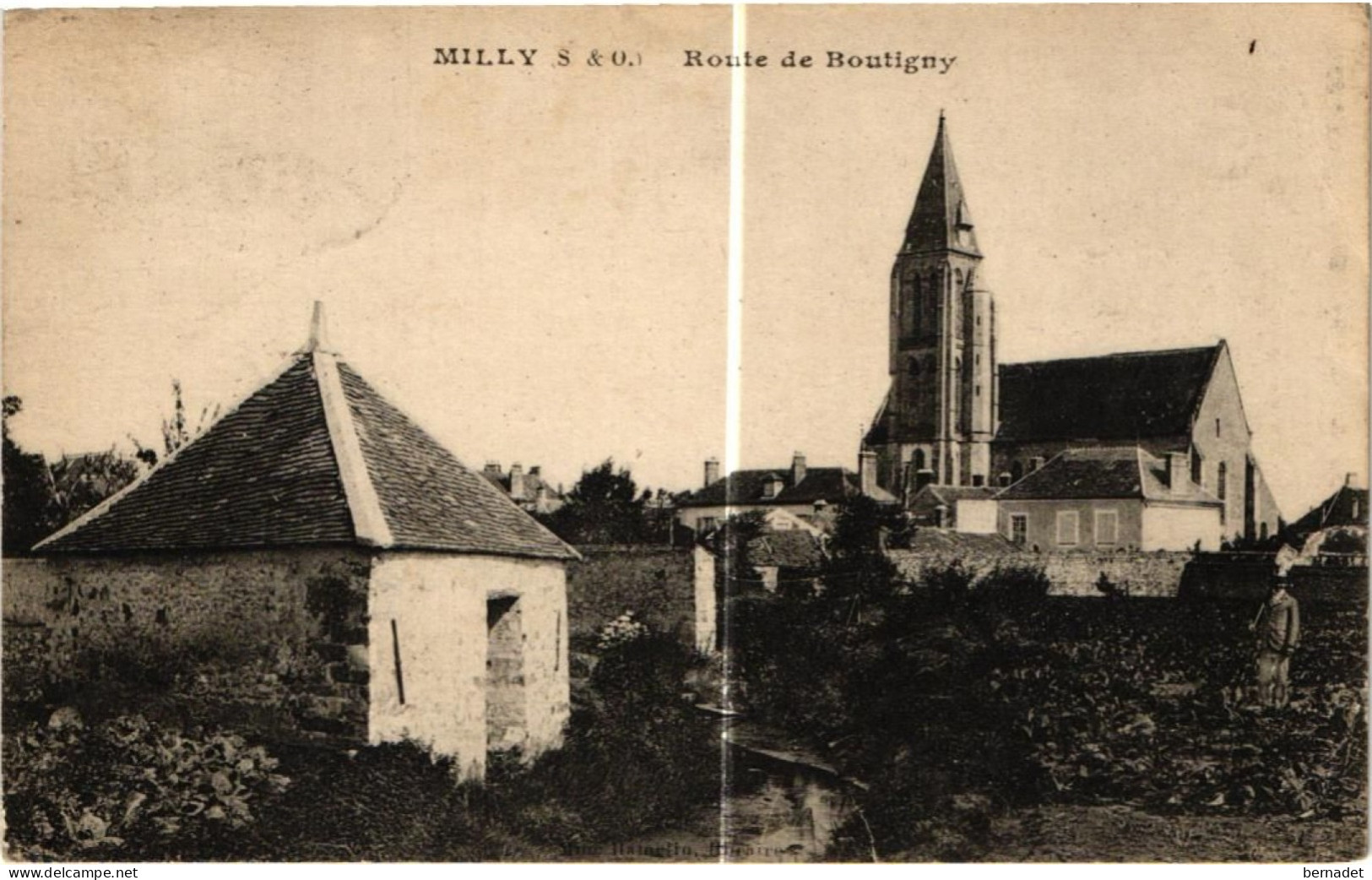 91 . MILLY . ROUTE DE BOUTIGNY   (Trait Blanc  Pas Sur L'original ) - Milly La Foret