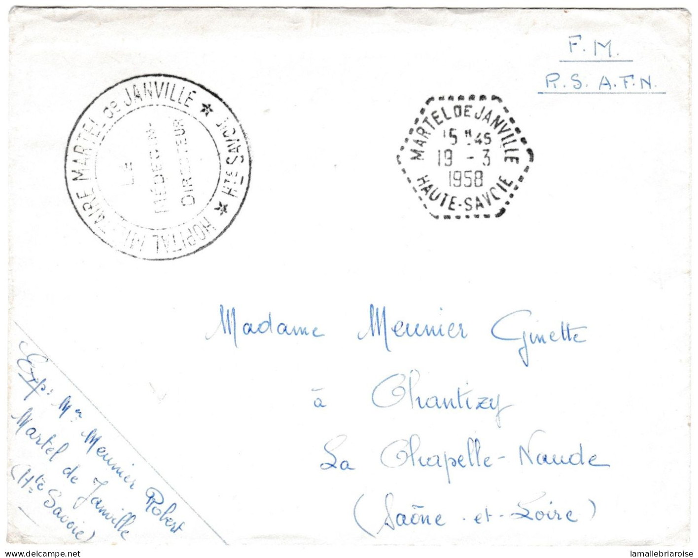 Hopital Militaire Martel De Janville, Haute Savoie - Storia Postale