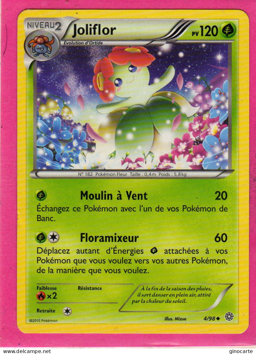 Carte Pokemon Francaise 2015 Xy Origine Antique 4/98 Joliflor 120pv Bon Etat - XY