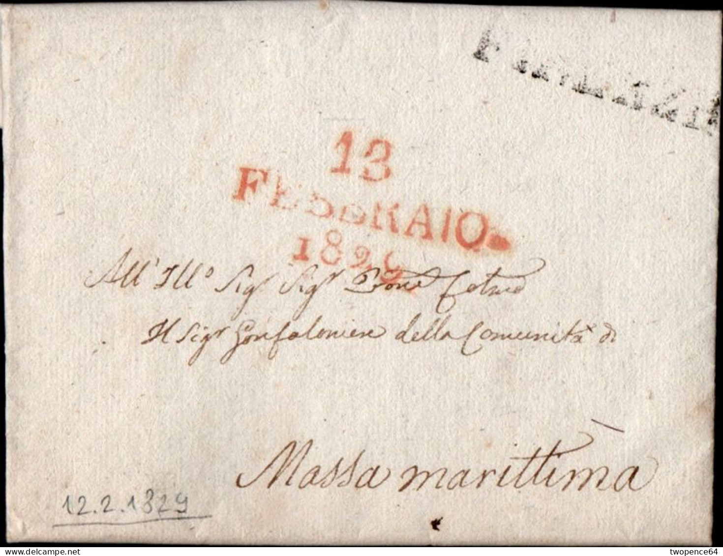 B21 - LETTERA PREFILATELICA DA FIRENZE A MASSA MARITTIMA 1829 - 1. ...-1850 Prephilately