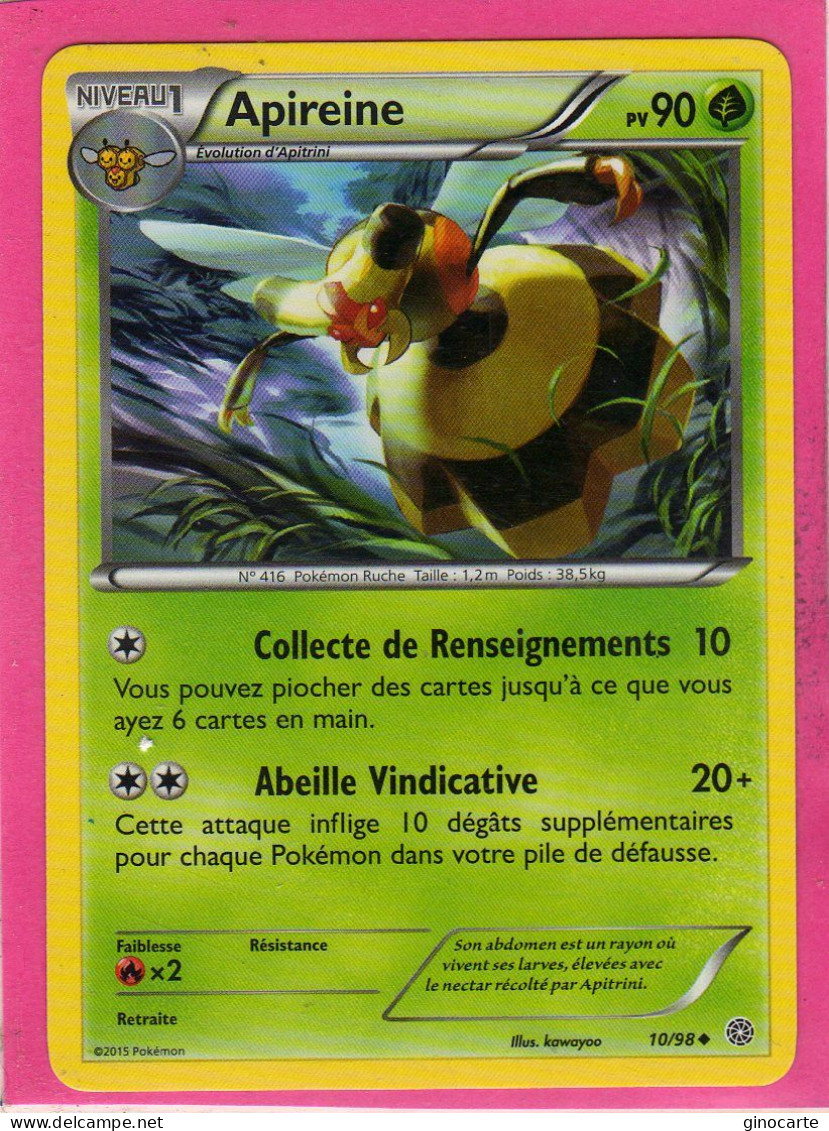 Carte Pokemon Francaise 2015 Xy Origine Antique 10/98 Apireine 90pv Neuve - XY