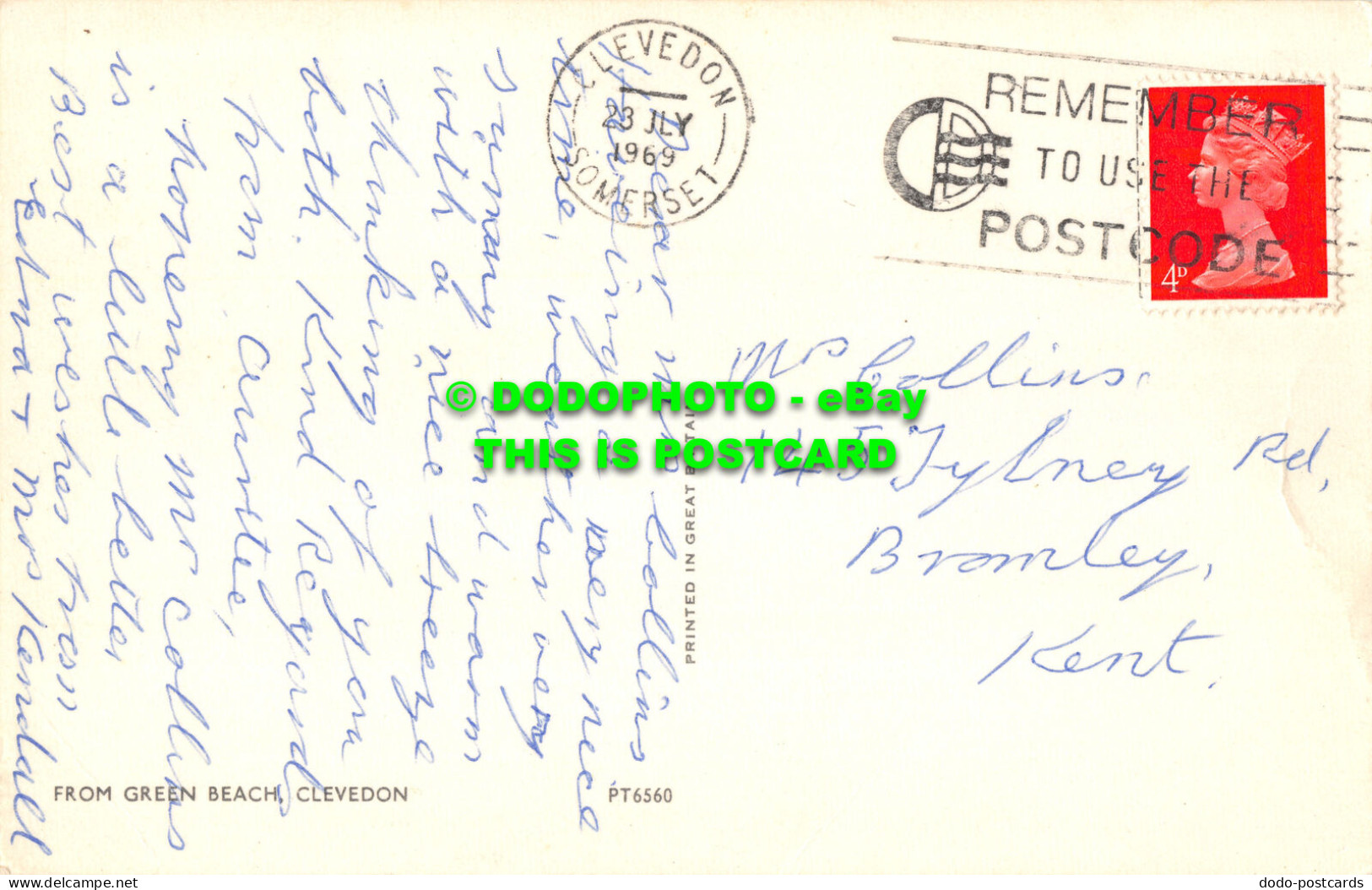 R527094 Clevedon. From Green Beach. Postcard. 1969 - Welt