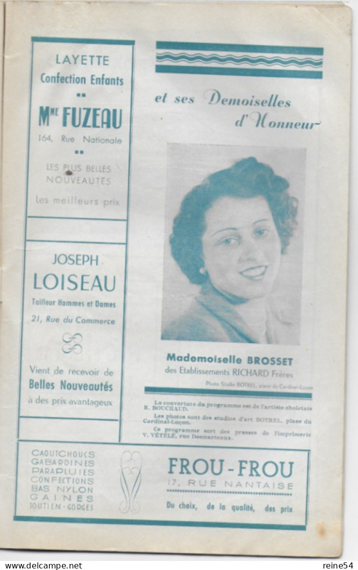 MI-CAREME 1950 Comité Des Fêtes De La Ville De CHOLET 49 Programme Officiel Edit.Bouchaud (photos-Encarts Publicitaires) - Pays De Loire