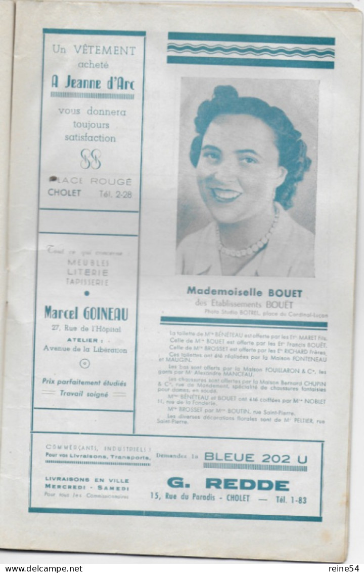 MI-CAREME 1950 Comité Des Fêtes De La Ville De CHOLET 49 Programme Officiel Edit.Bouchaud (photos-Encarts Publicitaires) - Pays De Loire