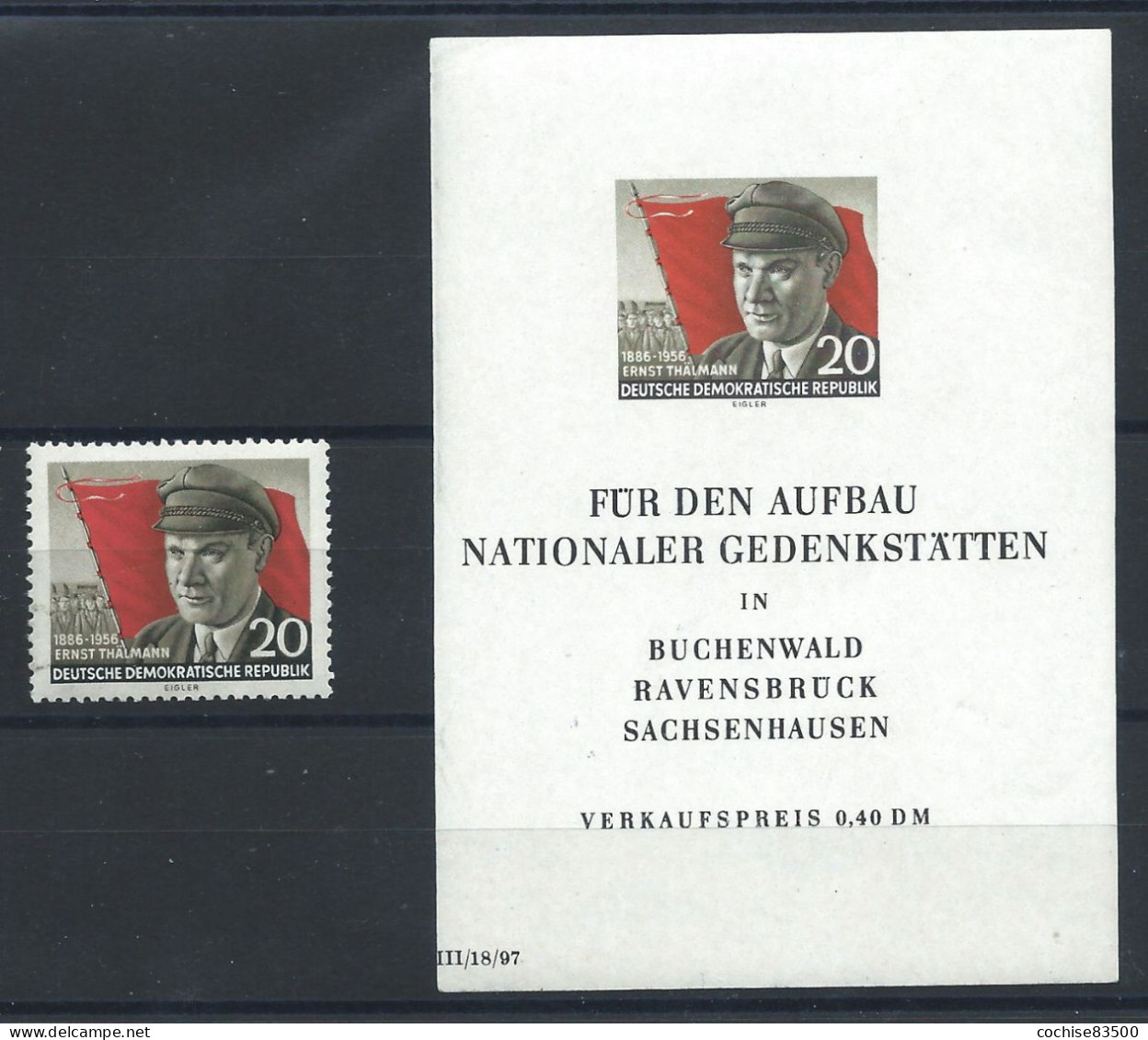 Allemagne RDA N°241+ Bloc 8** (MNH) 1956 - Naissance "d'Ernst Thälmann" Politicien - Neufs