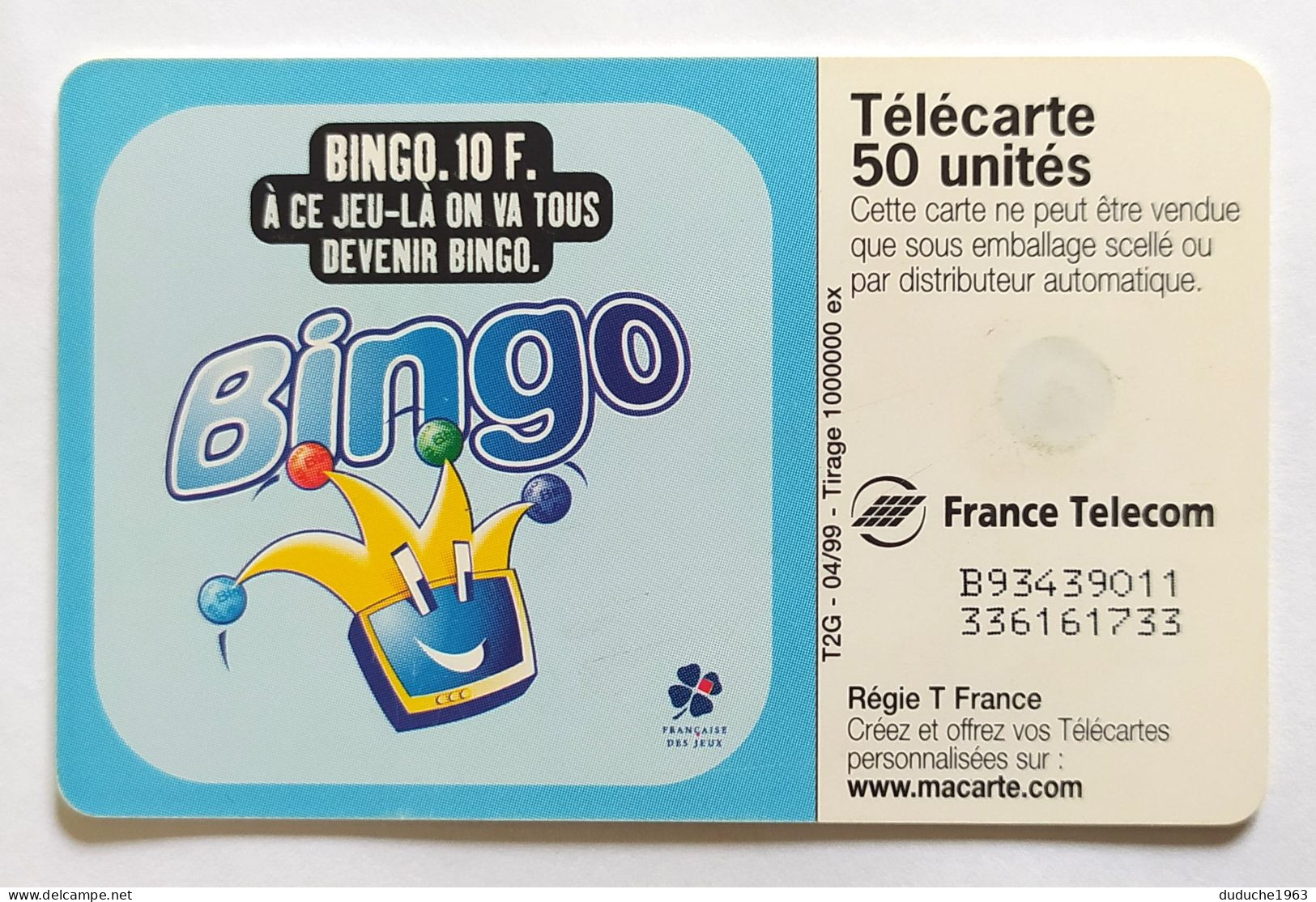 Télécarte France - Française Des Jeux - Bingo - Zonder Classificatie