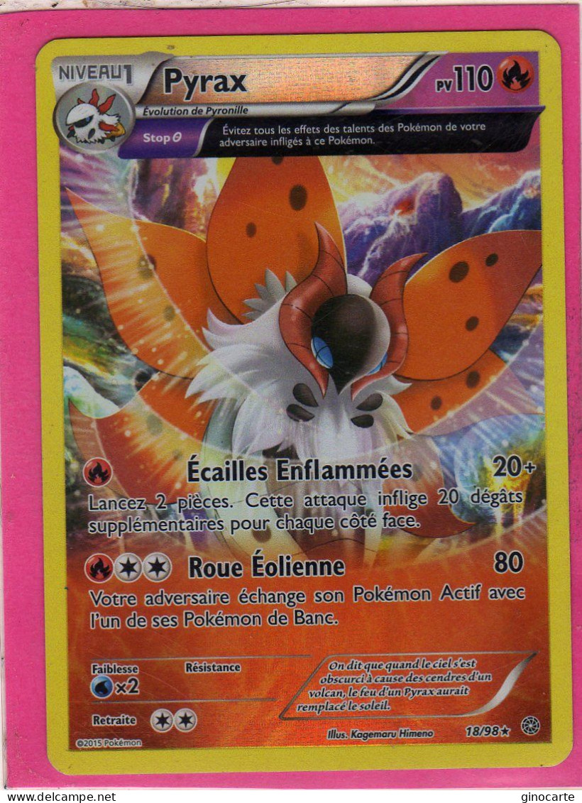 Carte Pokemon Francaise 2015 Xy Origine Antique 18/98 Pyrax 110pv Reverse Neuve - XY