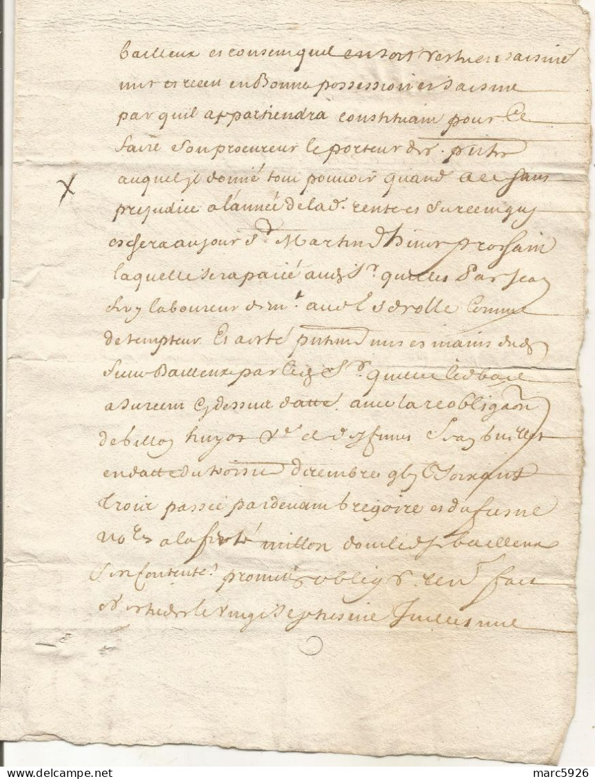 N°1980 ANCIENNE LETTRE PAR DEVANT LES NOTAIRES ROYAUX A DECHIFFRER DATE 1694 - Historische Dokumente