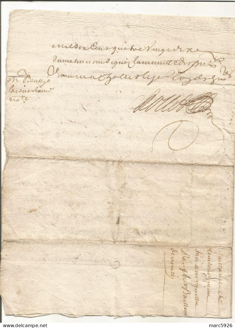 N°1980 ANCIENNE LETTRE PAR DEVANT LES NOTAIRES ROYAUX A DECHIFFRER DATE 1694 - Historische Documenten