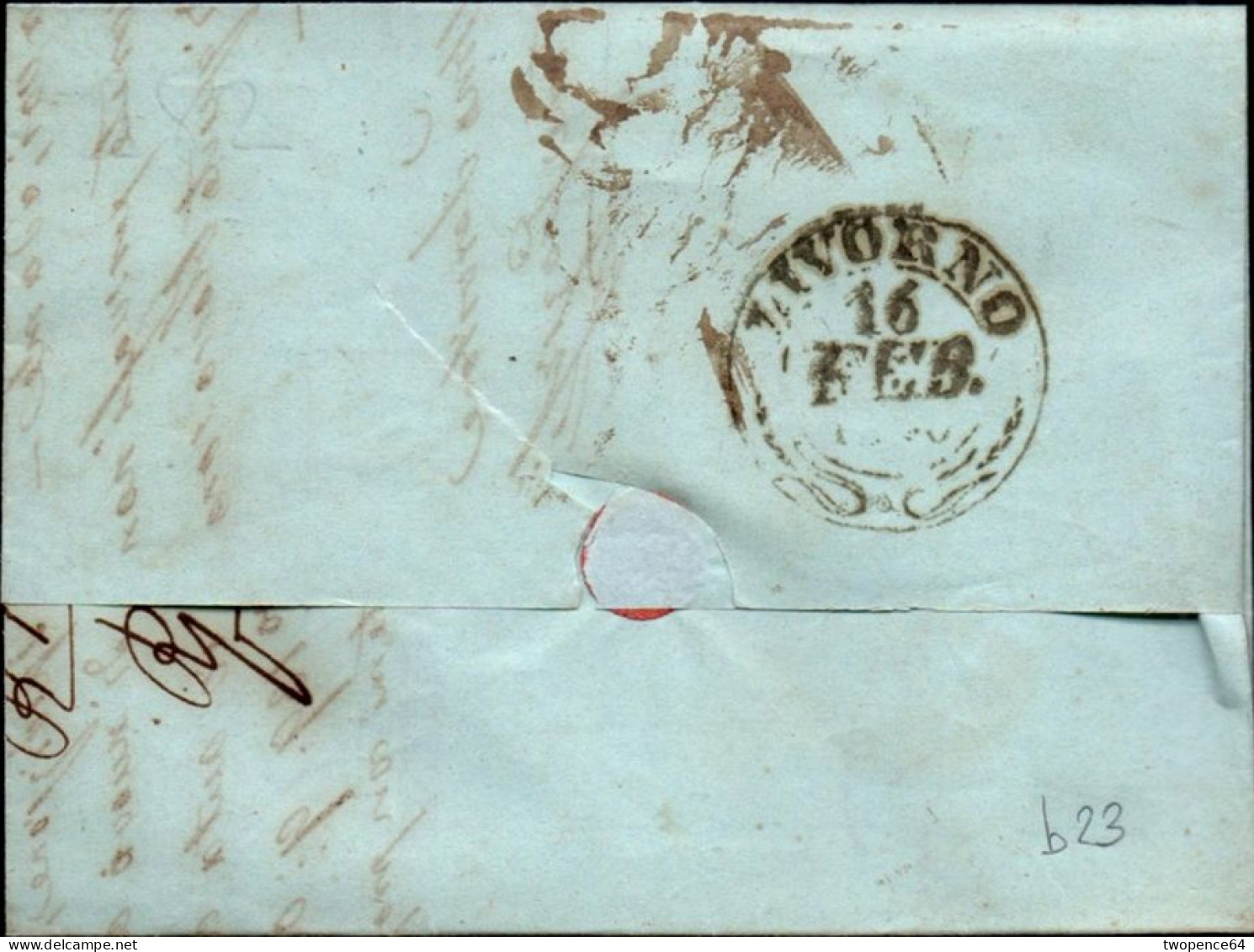 B23 - LETTERA PREFILATELICA DA MONTIGNOSO A LIVORNO 1846 - 1. ...-1850 Vorphilatelie