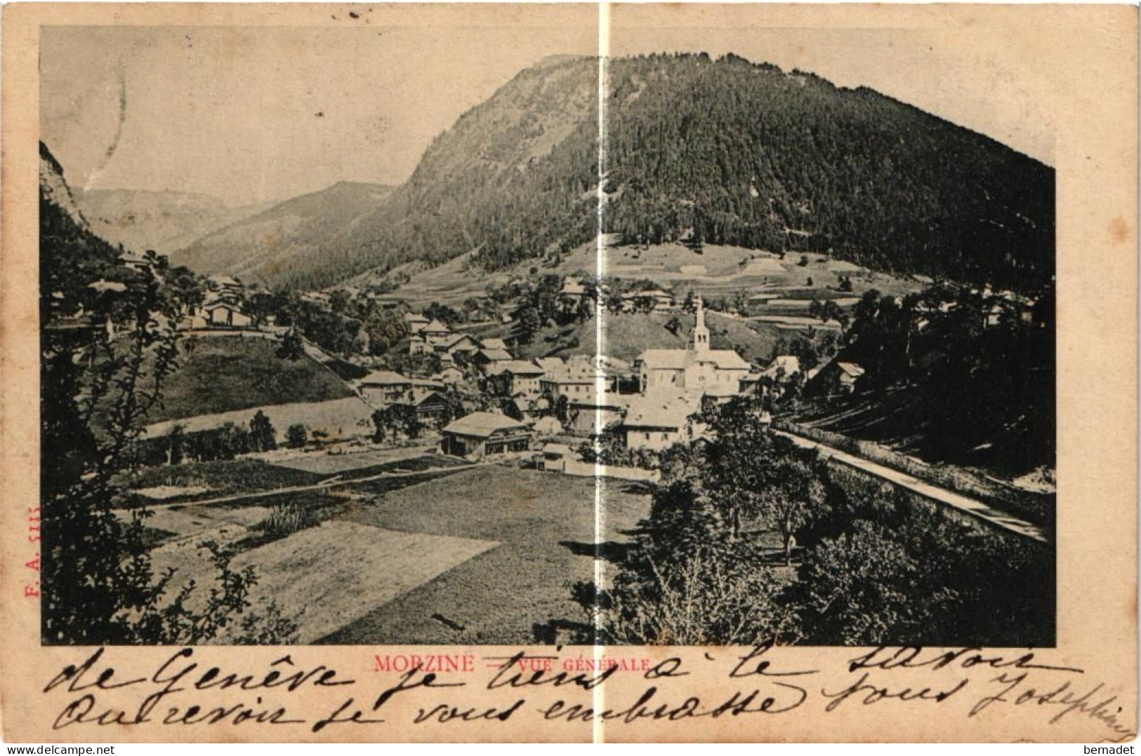 74 . MORZINE . VUE GENERALE . 1903    (Trait Blanc  Pas Sur L'original ) - Morzine