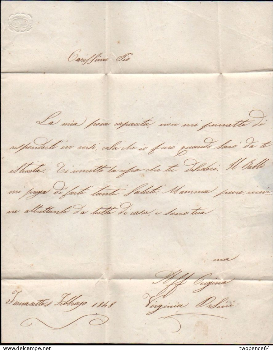 B24 - LETTERA PREFILATELICA DA CASCINA A SIENA 1848 - ...-1850 Voorfilatelie