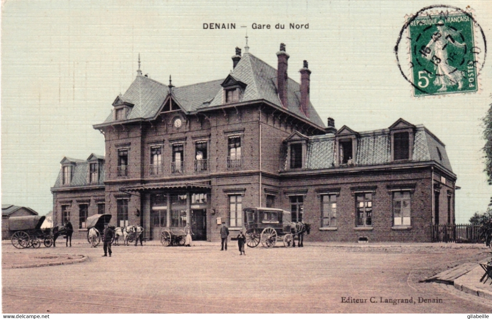 59 -  DENAIN - Gare Du Nord - Carte Toilée - Parfait Etat - Denain