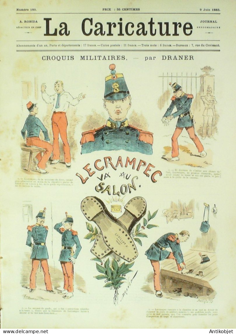 La Caricature 1883 N°180 Le Crampec Au Salon Croquis Militaires Draner Théâtre De Gif Robida - Revues Anciennes - Avant 1900