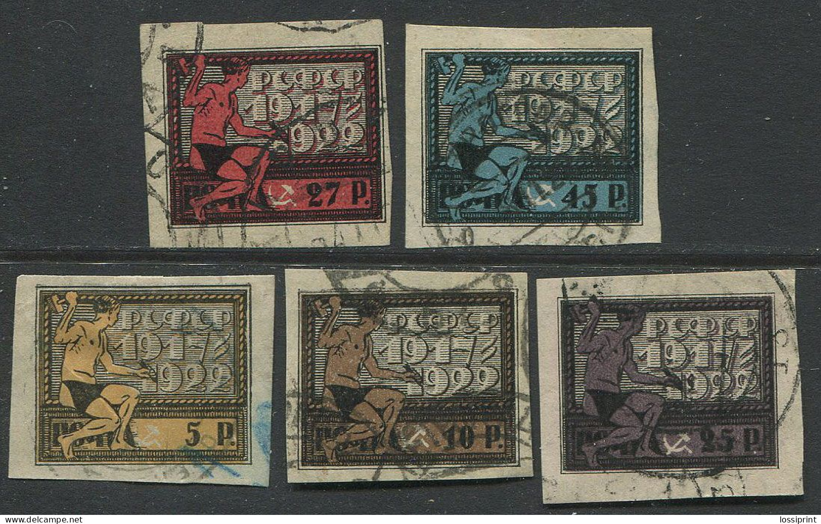 Russia:Used Stamps Serie 5 Years From October Revolution, Normal Paper, 1922 - Oblitérés
