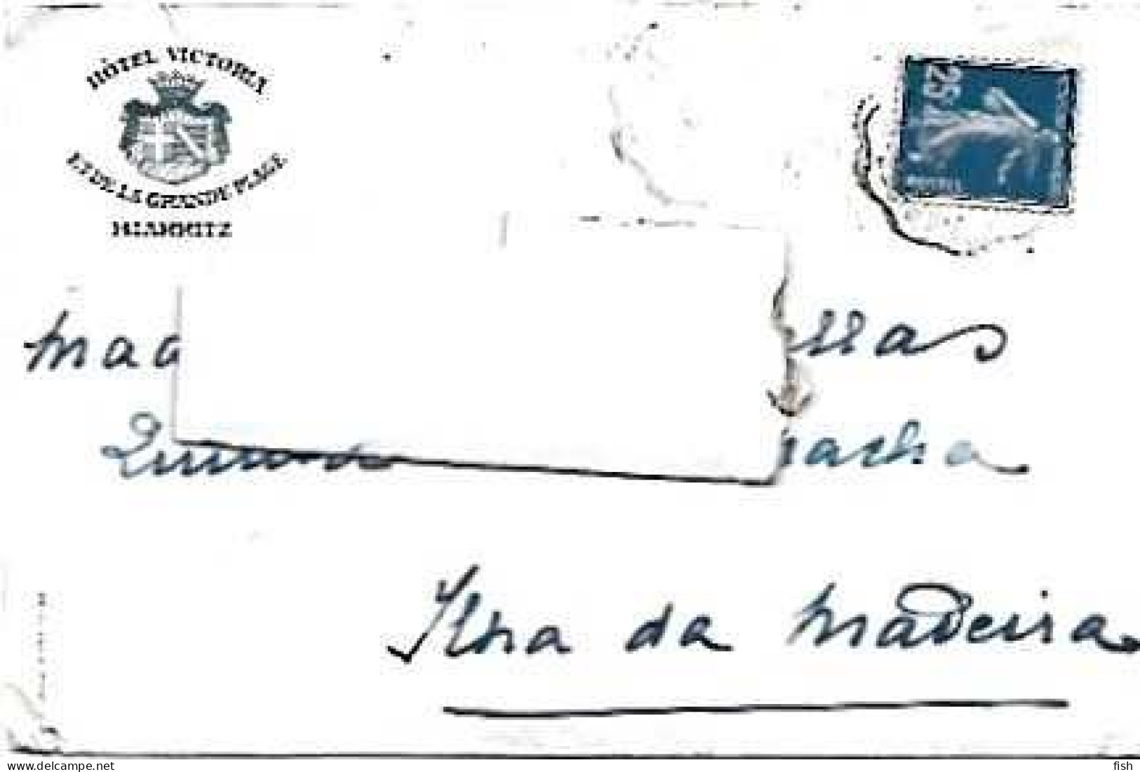 France & Marcofilia, Biarritz, Hotel Victoria Et La Grand Plage, Camacha, Ilha Da Madeira (686668) - Storia Postale