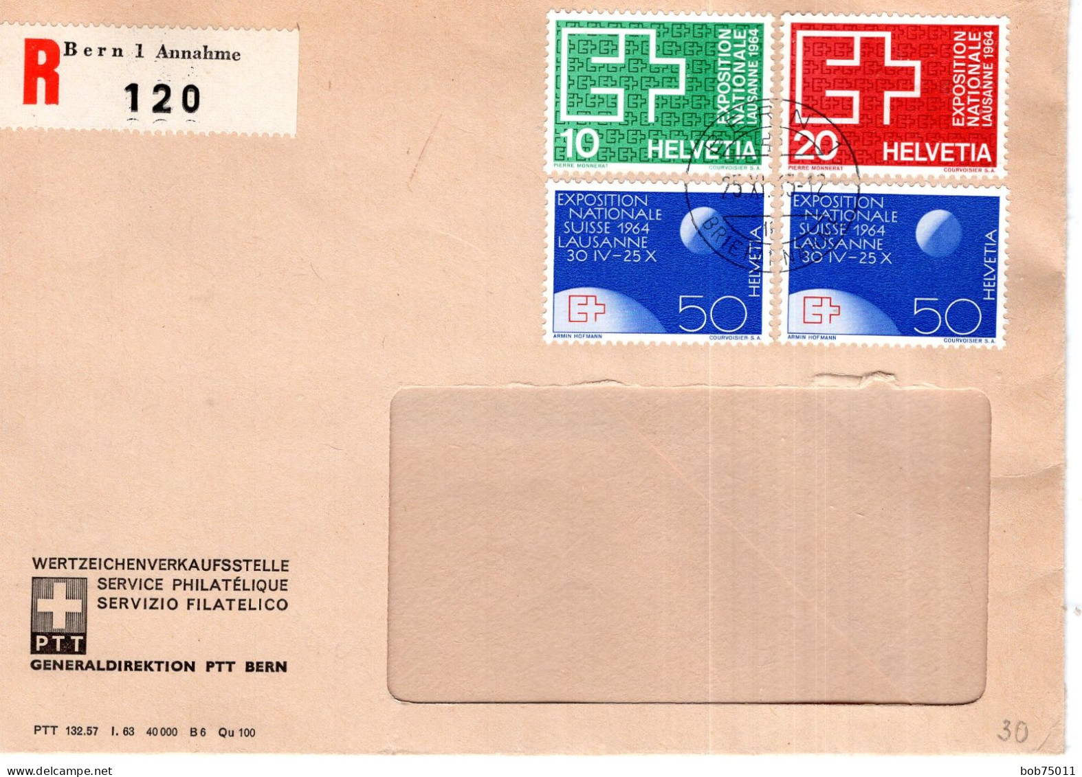 SUISSE ,  LETTRE DU SERVICE PHILATELIQUE DE LA POSTE SUISSE AVEC TIMBRE EXPOSITION NATIONAL SUISSE 1964 - Covers & Documents