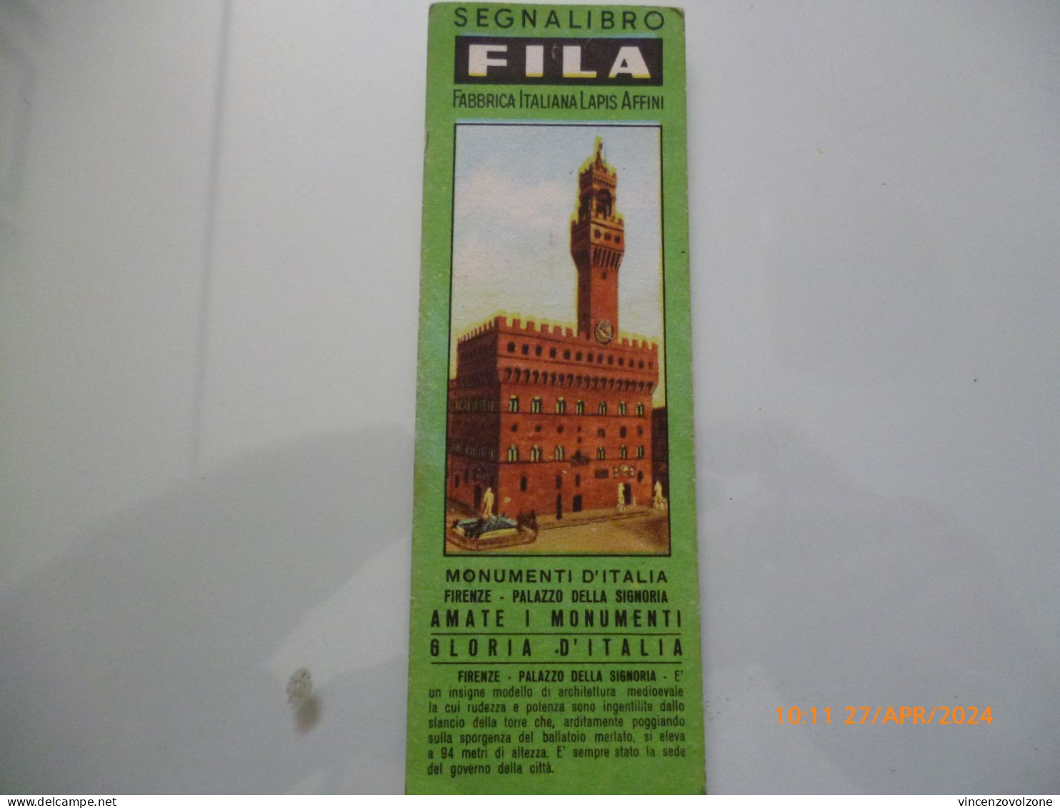 Segnalibro "FILA MONUMENTI INTERESSANTI Firenze Palazzo Della Signoria" - Bookmarks