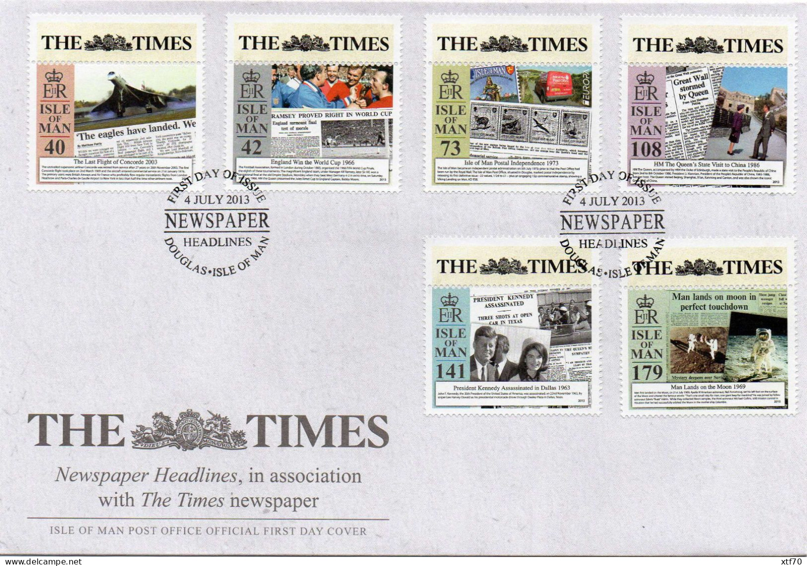 ISLE OF MAN 2013 225th Anniversary Of The Times Newspaper FDC - Man (Ile De)