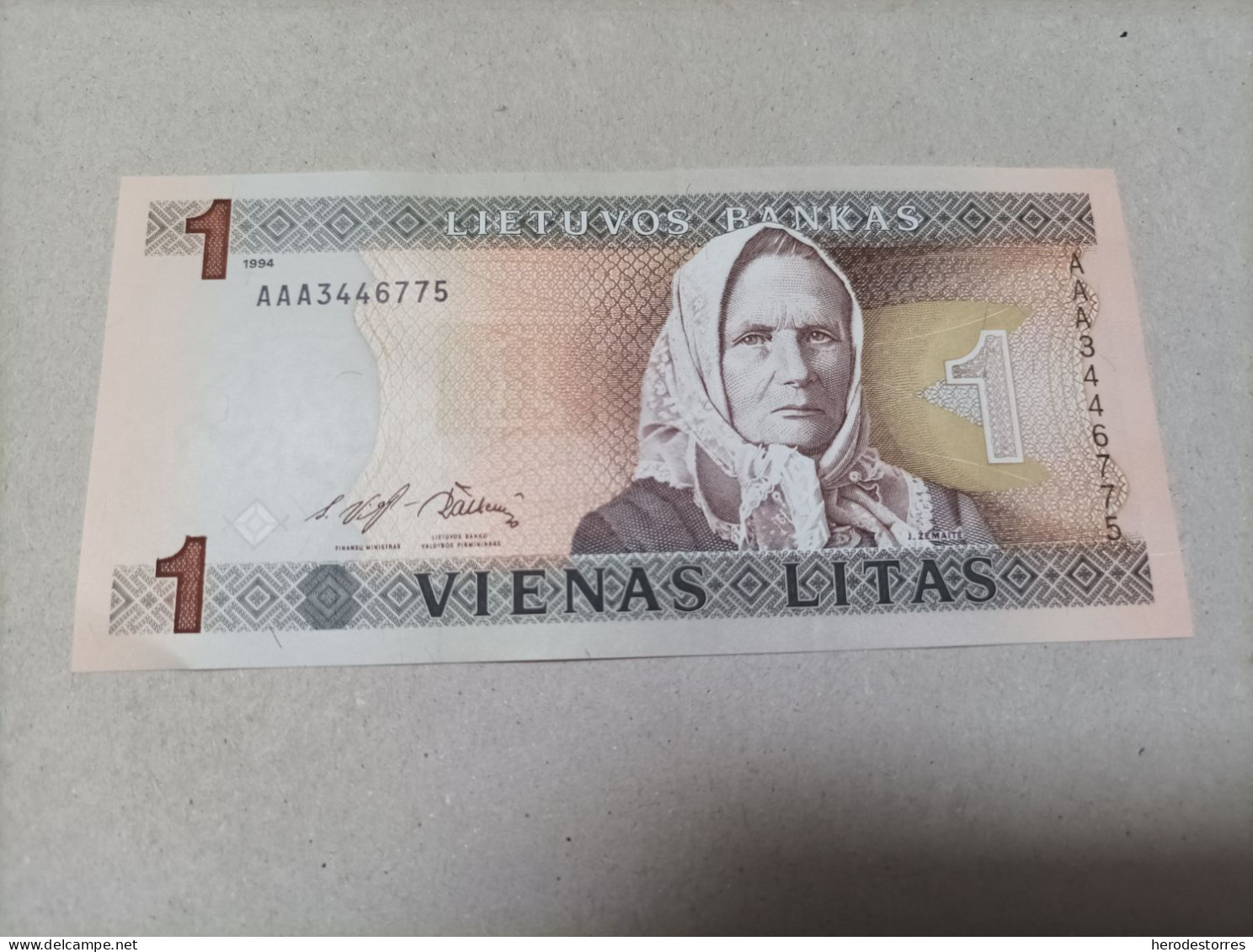 Billete De Lituania De 1 Litas, Año 1994, Serie AAA, UNC - Lituania