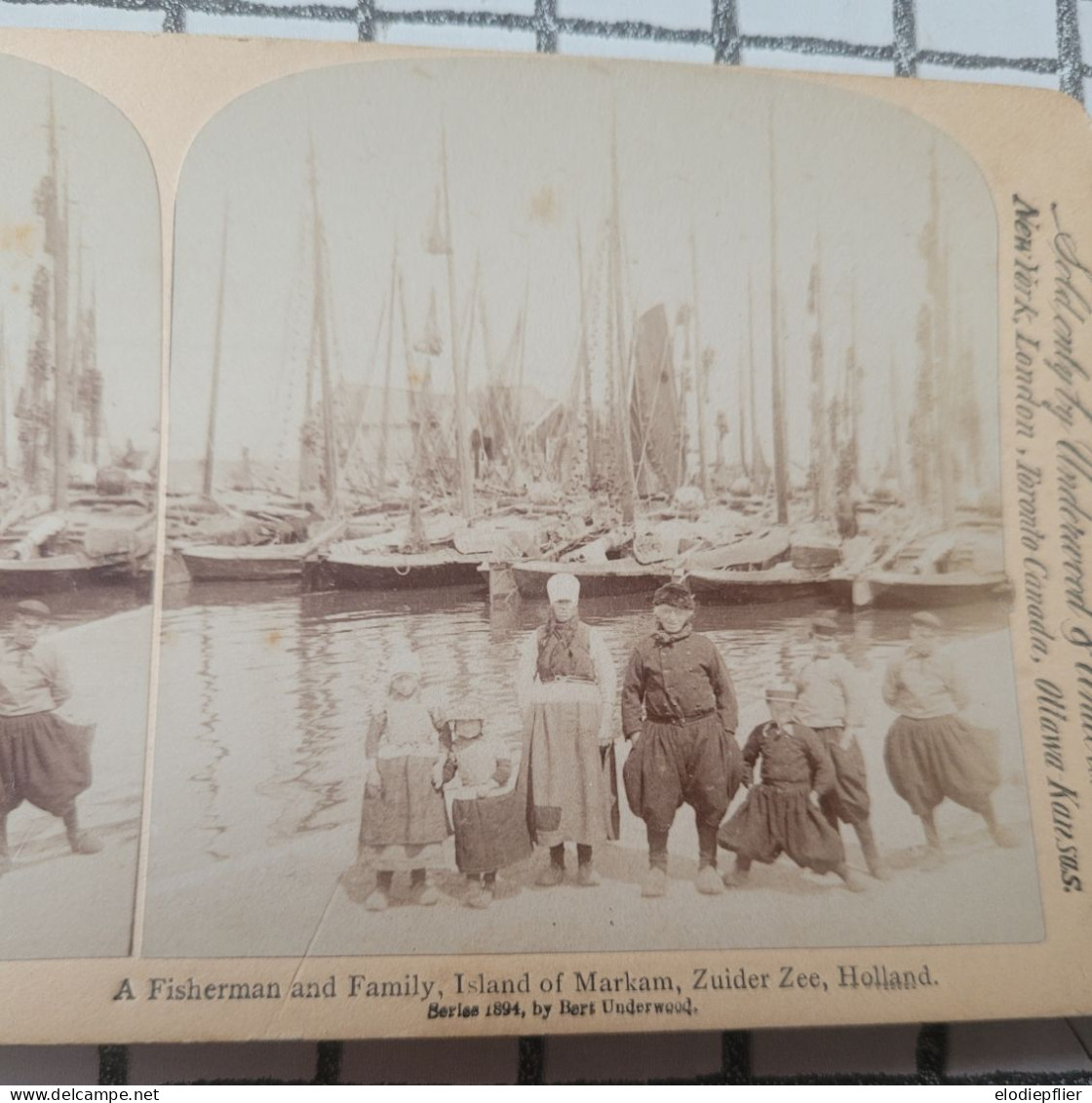 Un Pêcheur Et Sa Famille. Ile De Markam. Zuyder Zee, Hollande. Underwood Stéréo - Visores Estereoscópicos