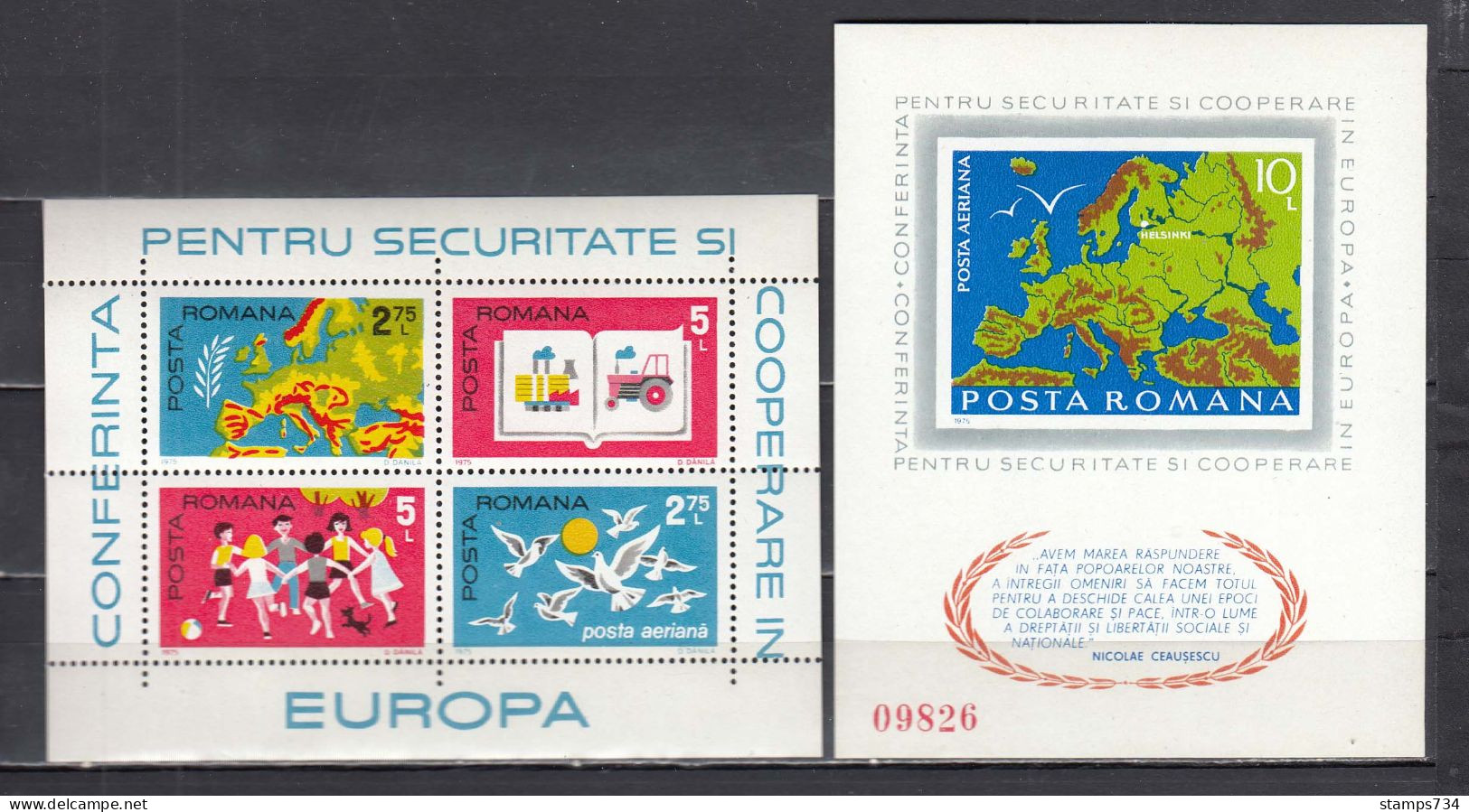 Romania 1975 - Conference On Security And Cooperation In Europe (CSCE), Mi-Nr. Block 124/125, MNH** - Unused Stamps